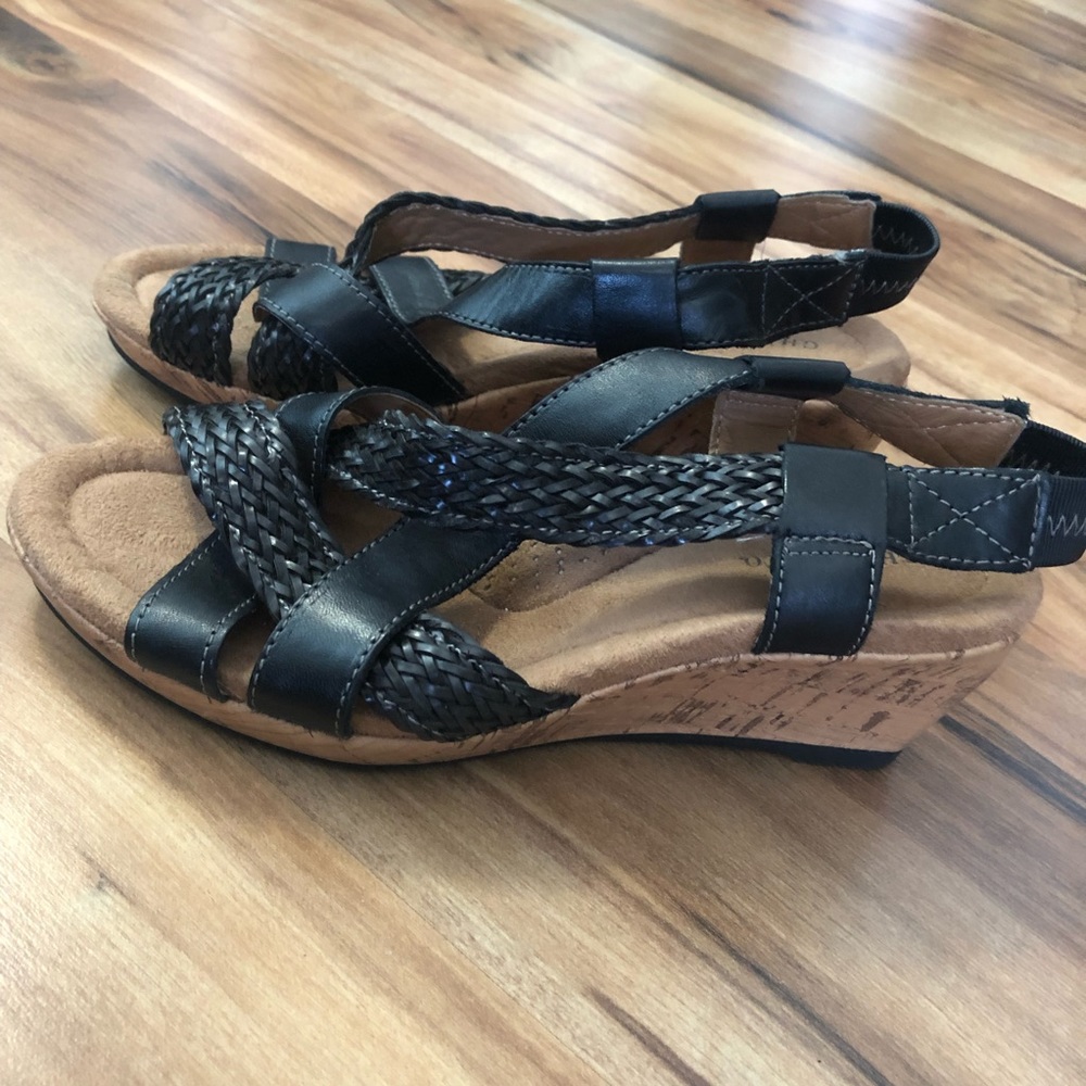 Black Strappy Wedges